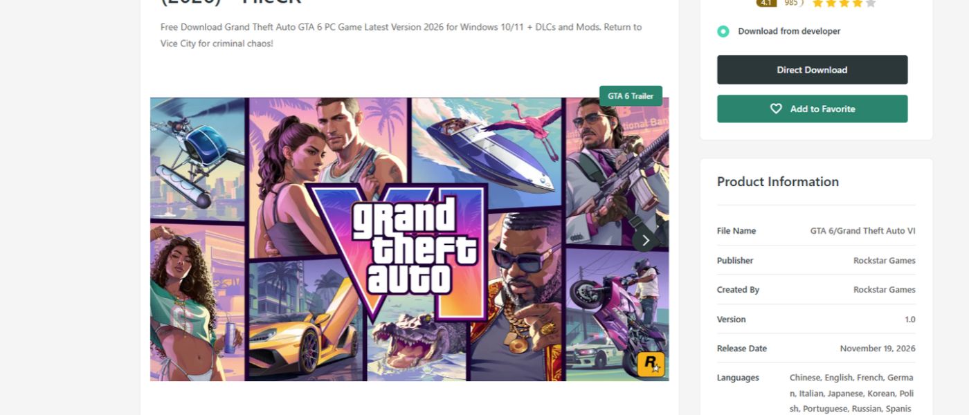 Alertan por sitios falsos para comprar el nuevo GTA 6